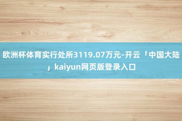 欧洲杯体育实行处所3119.07万元-开云「中国大陆」kaiyun网页版登录入口