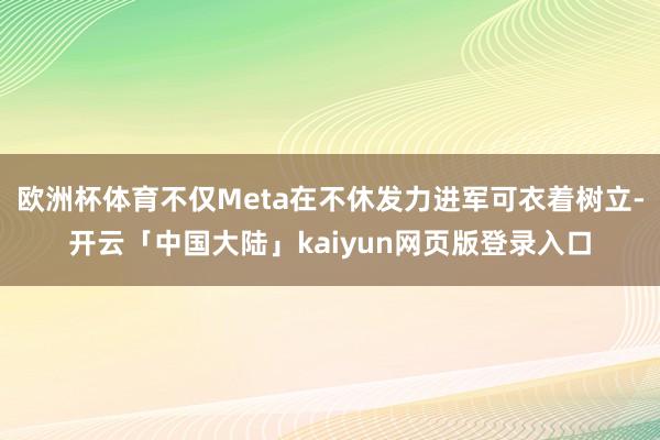 欧洲杯体育不仅Meta在不休发力进军可衣着树立-开云「中国大陆」kaiyun网页版登录入口